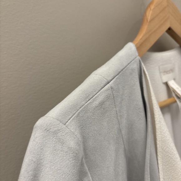 Chico's Faux Suede Open Front Light Gray Jacket Size 8/10 Medium Chico's Size 1 - Picture 5 of 15
